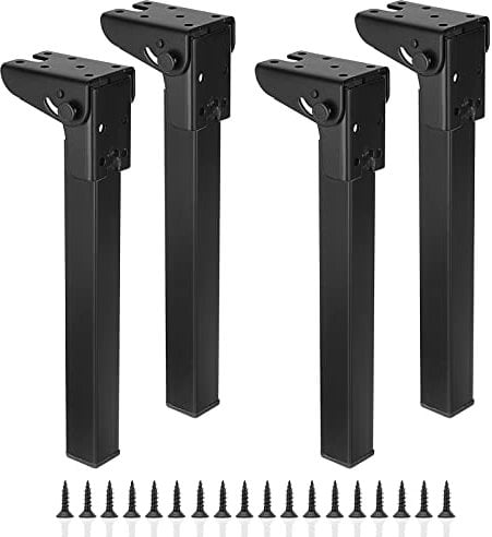 IGNPION Klapptischbeine aus Eisen, 90 °, selbstsichernd, Metallstütze, 4 Stück, Couchtischbeine, 25 cm, Erhöhungsfüße, DIY-Möbel, Ersatzfüße für TV-Schrank, Laptop-Tisch