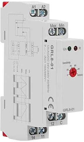 DEWIN Flüssigkeitsstand Kontrollrelais, GRL8-01 Flüssigkeitsstandrelais Wasserstandsregler 10A AC/DC 24V-240V