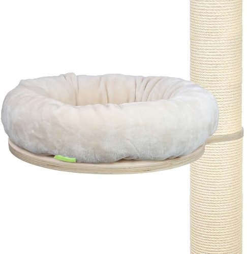 Kratzbaumland 50 cm Klettbettchen mit Holzohrplatte passend für Natural Paradise und Woody Kratzbaum Ersatzteil (1 Stück)(Grau - Edelplüsch)