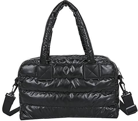 AZURAOKEY Puffer Tote Bag für Damen, Gesteppte Baumwolle Gepolsterte Designer Handtasche, Winter Daunen Gepolsterte Umhängetasche