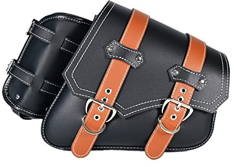 Motorrad-Satteltaschen | PVC-Kunstleder-Seitentaschen | wasserdichte seitliche Schwingarmtaschen | seitliche Werkzeugtasche für Harley Sportster | universelle Werkzeugtasche für Motorrad (Schwarz5)
