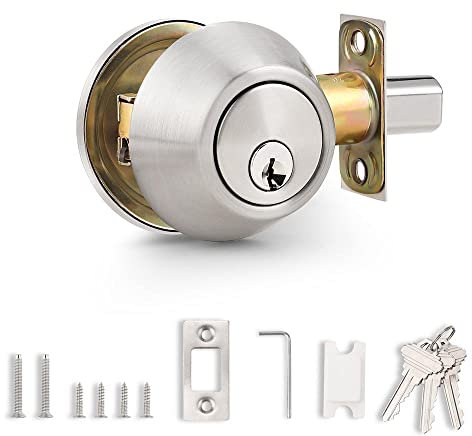 Probrico Brushed Nickel Single Cylinder Deadbolt Lock Set, 1 Pack