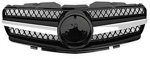 Artudatech Frontstoßstangengitter Auto Kühlergrill Grille Schwarz Fit für Mercedes R230 SL500 SL600 2003-2006 1 Fin Star AMG