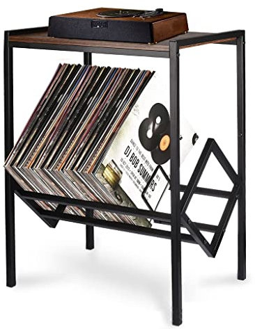 NIZAME Tavolo per Giradischi A 2 Livelli, Supporto Moderno per Giradischi, Supporto per Vinile, Scaffale per Lettore di Dischi, Giradischi, Noce, 17,7 × 12,6 × 25,2 Pollici