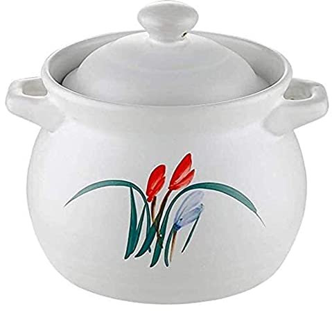 Tontopf zum Kochen Emaillierter runder Bräter mit Deckel für alle Herdarten außer Induktionsherd Bräter (2,6 l)