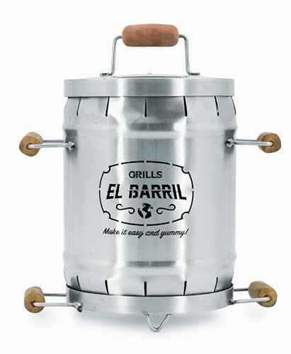 EL BARRIL - Parrilla y Ahumador Extra Pequeño | 100% Acero Inoxidable | Para Asar, Ahumar y Hornear | Sin Humo, Distribución Uniforme del Calor y Conservación Perfecta