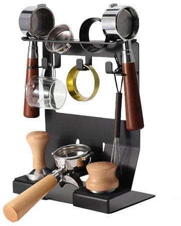 Tissting Barista Regal für Siebträger, 23 x 14 x 29 cm Eisen Kaffee Tamper Station Kaffeefilter Halter Theke Tamperstation Aufbewahrungsregal für 58mm Handle Portafilte