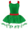 HULIJA Kinder Mädchen Weihnachten Kostüm Ärmellos Weihnachtskleid mit Pailletten Cami Kleid Kunstpelz Tutukleid Tanztrikot Party Cosplay Grün 158-164