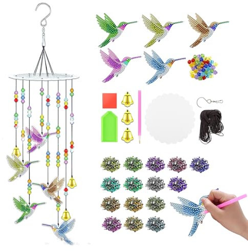 Diamond Painting Sonnenfänger Windspiel Bastelset 5D Doppelseitige DiamondPainting Anhänger DIY Diamond Painting Kristall Hängender Ornament Kreatives Basteln Geschenke für Mädchen ab 5 Jahren