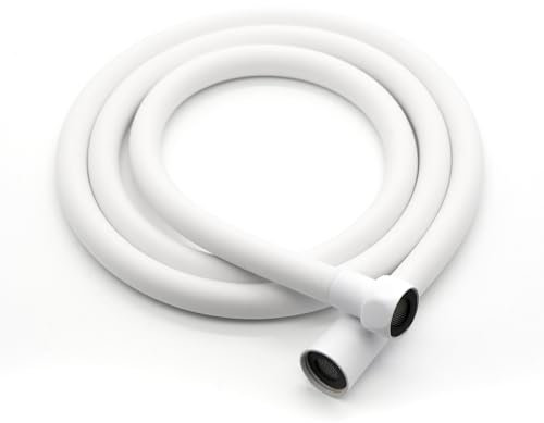 Vancoco PVC Smooth Shower Hose Flexible Anti-Twist 1.5M / 59 Inch with Brass Connections Universal Shower Head Hose Leak Proof White