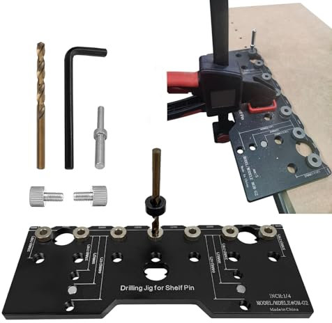 6.35 mm Regalstiftvorrichtung, Schrank, verstellbare Regalstiftvorrichtung, Aluminiumlegierung, Bohrschablone für gerade Löcher, Regalstift, Bohrvorrichtung, Schrank, Hardware-Regal