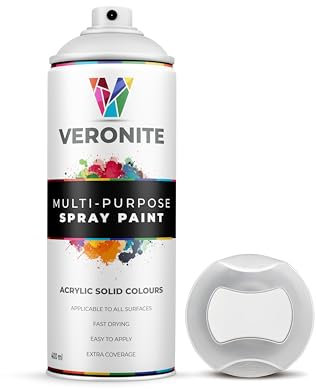 Veronite 1 x Spray Paint 400ml - Matt White for Metal, Plastic, Wood, Fabric, Glass & Furniture - Ultra Adhesion/Coverage - RAL 9010