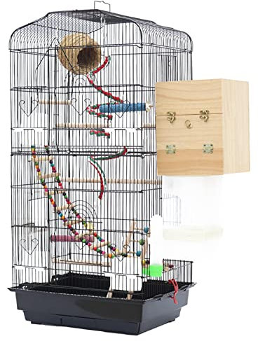 SYSZSYHD Sittich-Vogelkäfig, Edelstahl, 94 cm, hängender Vogelkäfig mit Ständer und Bodenschale, stehender Vogelkäfig (46 x 36 x 93 cm)