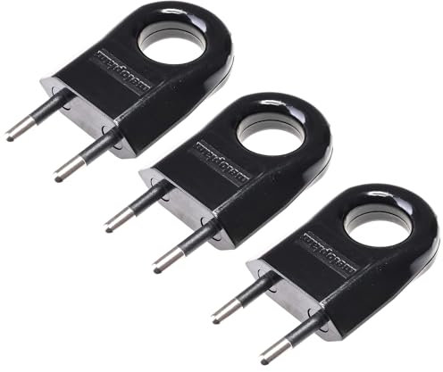 Enchufe Plano con Orificio Redondo, Enchufe 230V, 6A, Enchufe Schuko - Plano, Enchufe Europeo, Enchufe Plano Europeo, Enchufe de Alimentación, Euro - Enchufe Plano de 2 pines, 3 Piezas (Negro)
