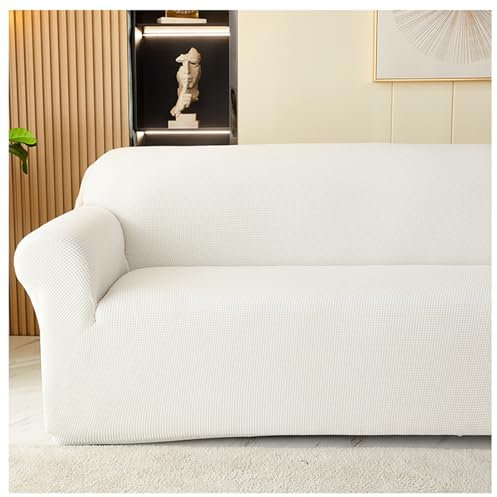 ZTGL Couchbezug für 1/2/3/4 Sitzer, Sofabezug Super Stretch, L Form Sofa Überzug, Waschbar Sofahusse für Wohnzimmer, Universal Möbel Schonbezüge,Weiß,2 Seater