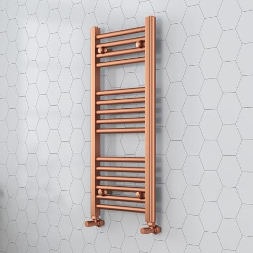 400mm (w) x 800mm (h) Straight Brushed Copper Heated Towel Ladder Rail Bathroom Radiator - 1107 BTUs