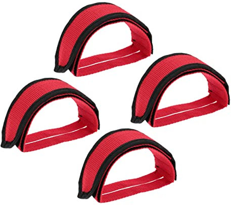 Gogogmee 2 Paare Anti Rutsch Fahrradpedalriemen Mit Zehenclips Verstellbar Aus Robustem Nylon Rot Für Kinderfahrräder Und Mountainbikes Für Heimtrainer