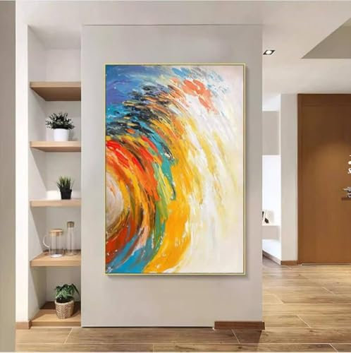 Grande Peinture À L'Huile Texturée Faite À La Main Sur Toile - Lignes De Graffiti Multicolores Abstraites Modernes Tableau D'Art Mural Texturé Pour La Décoration De La Chambre À Coucher Du Sa