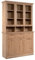 Homestyle4u 2747, Vitrinenschrank mit Glastüren Landhausstil Holz Eiche Buffetschrank Küchenbuffet Standvitrine Schrank