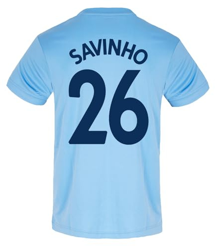 MANCHESTER CITY FC Mens Savinho 26 Poly T-Shirt Sky Blue Medium
