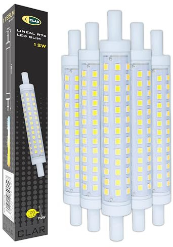 CLAR R7S LED 118mm Alogena Lamp - 12W Bulb for Halogen Replacement (Pack of 5)