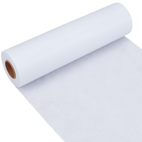 OLYCRAFT 35g/㎡ Mittelschweres Weißes Aufbügelbares Einlagematerial 0.3m x 27.43m Vlies Einlage Einseitiges Einlagematerial Zum Aufbügeln Vlies Einlagematerial Für Bekleidung Zum Nähen Basteln