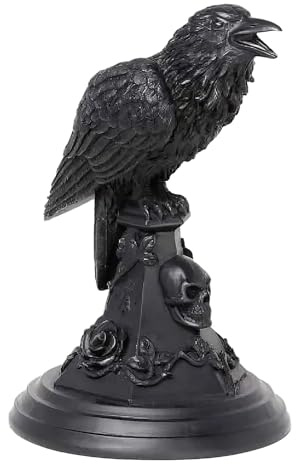 Gotischer Raben-/Eulen-Kerzenhalter, schwarzer Gothic-Kerzenhalter aus Harz, Raben-Halloween-Figur-Kerzenhalter, okkulter dunkler Gothic-Kerzenständer, Halloween-Dekoration (Crow)