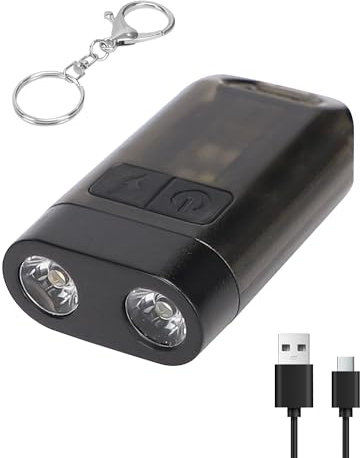 GOZINA Small Keyring Torches Led Super Bright Rechargeable, Bright Pocket Torches with 10 Light Modes, EDC Gadgets Keyring Torch with Clip and Magnetic Base, USB-C Flashlight Torch with 100 Lumen