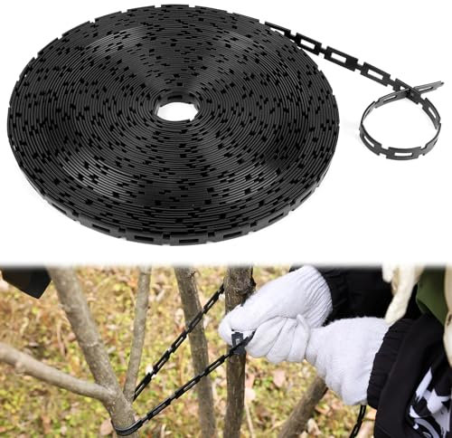 UCandy 58 FT Plastic Chain Lock Tree Tie, 1/2 Wide Adjustable Tree Support Straps for Staking Flexible Reusable Cable Plant Tree Ties for Leaning Tree Garden Accessories