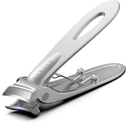 FERYES Strapazierfähiger Nagelknipser mit breiter Backenöffnung, schräge gebogene Klinge, für dicke Zehennägel, ultra-scharf, professionelle Zehennagelknipser für eingewachsene, harte Nägel, Senioren,