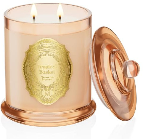 M&SENSE Duftkerze Große 2-Docht Sojakerzen, Tropischer Duftkerzen im Glas, 360g 12.7oz Natürliches Sojawachs,70 Stunden Brenndauer,Kerzen Geschenke für Frauen, Candle for Home Scented