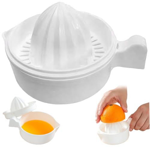 Jeorywoet Citrus Juicer, Lemon Squeezer Dual Layer Orange Juicer with Container & Spout Citrus Juicer with Filter Detachable Washable 4x3 Manual Juicer for Home Kitchen