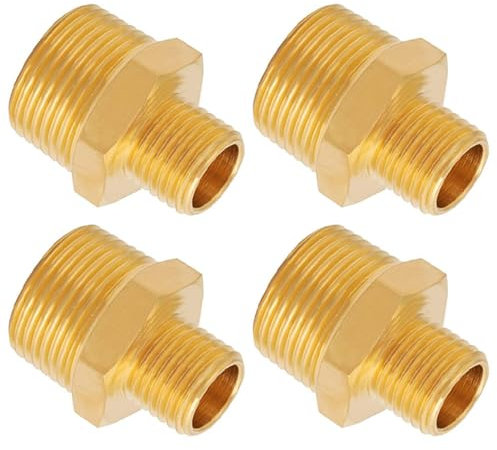 YRAKOZIN [4 Stück] Messing Reduziernippel - 1 x 1/2” AG/AG, Außengewinde Ø33mm x Außengewinde Ø21mm, Trinkwasser Geeignet, Sanitär-Anschlussstücke, Zubehör für Wasserschlauch