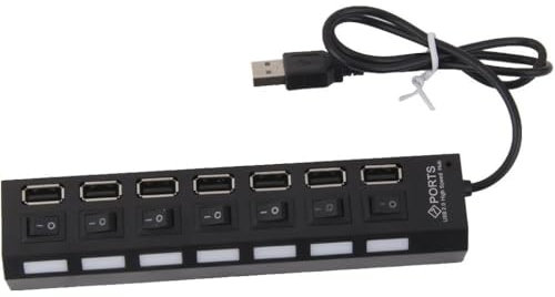 Regleta USB 2.0-7 Puertos - Hub Alta Velocidad Cable USB, Divisor Encendido/Apagado Individual para Cada conexión, para Ordenador Portátil PC Torre