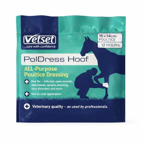 VetSet PolDress Poultice for Horses, Hoof Dressing 15cm x 14cm | For abscesses, swelling and inflammation; suitable for hot, cold or dry application