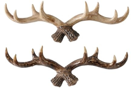 ISTOVO Vintage Deer Horn Hook Resin Key Hooks Holder Wall Mounted Cap Coat Hanger Rack Living Room Bathroom Nordic Easy Install Easy to Use