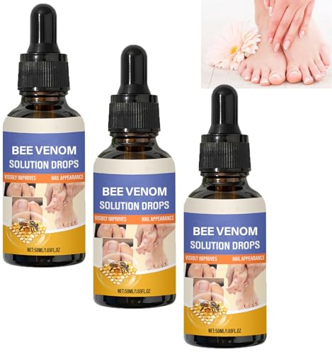 Bee Venom Nail Care Serum, Strengthener for Damaged and Weak Nail, Deeply Moisturize and Repair for Thick Cracked, Rejuvenating for Discoloured and Brittle Cuticle, Cuticle Protection (3pcs)
