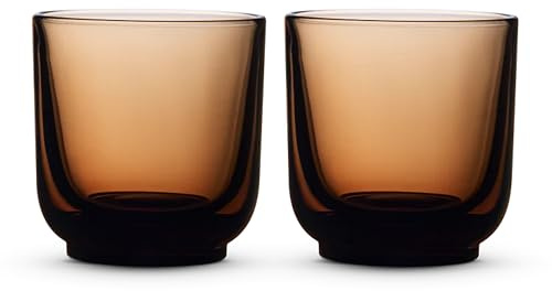 Fellow Pirch Cappuccino Cups 190 ml, Weighted Coffee Glasses, Amber | Set of 2 Latte Glasses for Latte Art, Dishwasher Safe, Curved Interior, Thin Lip, Espresso and Tea Glass Cups, Tinted