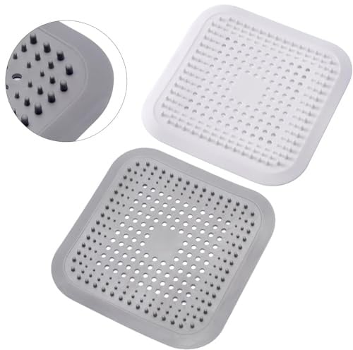 Alyvisun 2Pcs Silikon Abflusssieb mit Saugnapf Haarfänger | Duschablauf Haarsieb für Waschbecken, Badezimmer, Badewanne, Küche, Faltbares Sieb mit Starker Saugkraft