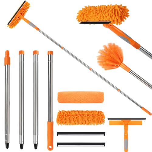 Lemosyu 67 Window Squeegee for Window Cleaning with Extension Pole, 3-in-1