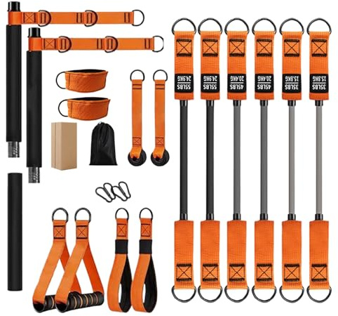 Kit de barre de pilates avec bandes de résistance | Équipement d'exercices multifonctionnel, équipement de Pilates portable pour épaules, taille, jambes, appartements, professionnels, chercheurs
