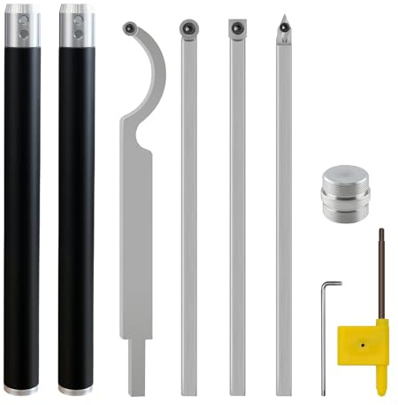 20 Carbide Tip Woodturning Chisels Tool Set with Aluminum Alloy Handle | With 4pcs Carbide Inserts for Wood Lathe Roughing Finishing Detailing and Swan Neck Hollowing