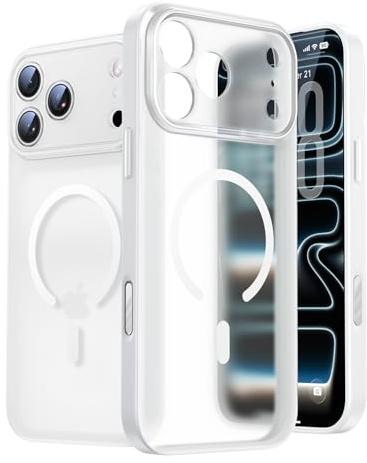 KIMMOO MagX für iPhone 17 Pro Max Hülle für MagSafe (Starke Magnetkraft) Militärstandard Kamera-Allschutz Handyhülle iPhone 17 Pro Max Case Stoßfest Kratzfest Mattierte Transluzente Cover, Matt Weiß