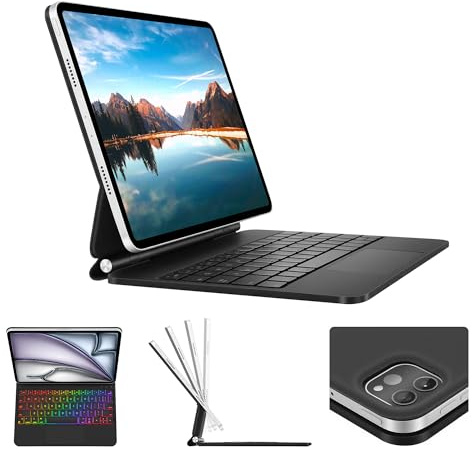 Custodia Magic Keyboard per iPad Pro 11 (4a/3a/2a/1sta) Gen e iPad Air 11 (M4 2026, M3 2025, M2 2024) e 11 Air 5a/4a generazione, supporto magnetico Easy-Set, mouse trackpad, retroilluminazione a 7