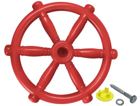 Milageto Piratenschiff-Steuerrad-Spielzeug, Turnhalle, Lenkrad, Schaukelaufsatz, Spielplatzgeräte für Baumhäuser, Leitern, Turnhalle, Rot