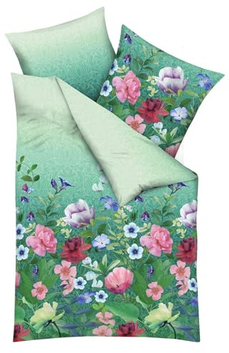 Kaeppel Mako-Satin Bettwäsche Wildblumen smaragd