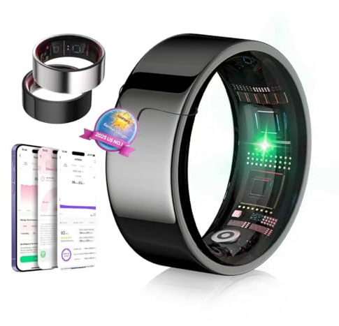 IUHFSIFS 2026 Smart Ring 8.Gen【IP68-Wasserdichtigkeitszertifizierung】【Branchen Nr.1 – 0 Messfehler】 Sportspezifisch Smartring für Damen Herren Schlafen, Herzfrequenz, SpO2, für Android IOS Schwarz 8