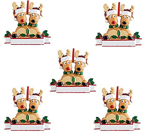 Weihnachtsbaumschmuck, Anhänger 2021 – Weihnachtsschmuck, hängende Anhänger, personalisierbar, für den Innen- und Außenbereich, 5 Stück