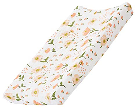 Baby Floral Windel Wickelunterlage Cradle Matratze Wickelauflagen Säugling Stretchy Stoff Wickeltisch Abdeckung Baby Nursery Windel Abdeckun 32''X 16 ''(Nur Abdeckung, Pad nicht inbegriffen)