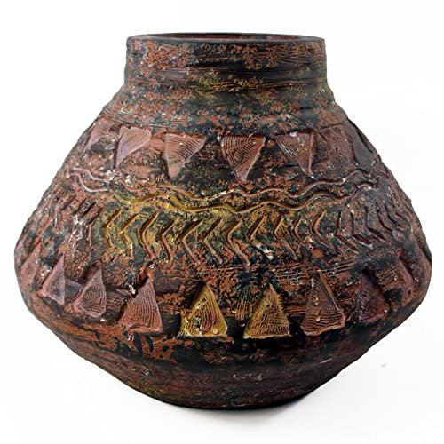 Leaf Macetas Grandes de Fibra de Vidrio, 30 cm, Estilo Azteca rústico